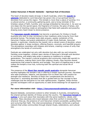 Indian Hanuman Ji Mandir Adelaide – Spiritual Hub of Devotees