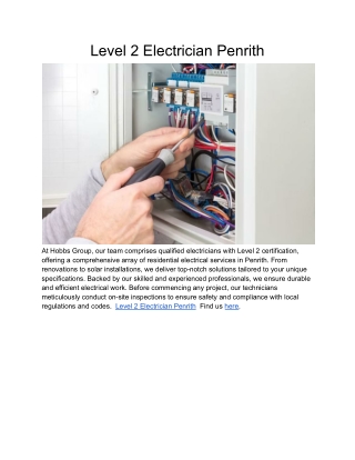 Level 2 Electrician Penrith