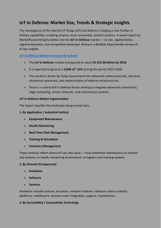 IoT in Defense Market Size, Trends & Strategic Insights