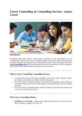 Career Counselling & Counselling Services- Amaze Career
