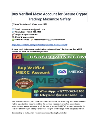 Buy Verified Mexc Account for Secure Crypto Trading