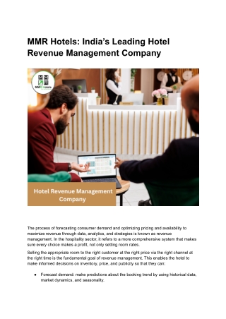 Hotel Revenue Management Company