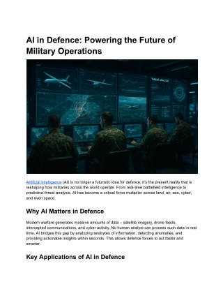 AI in Defence: Powering the Future of Military Operations