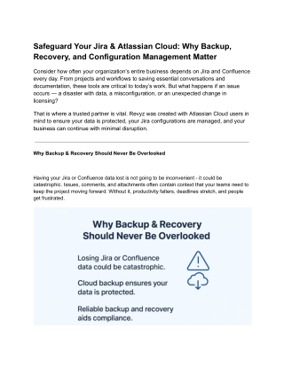 Why Backup and Recovery Matter for Jira & Atlassian Cloud