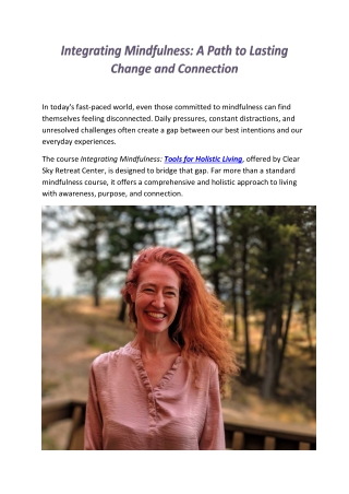 Integrating Mindfulness Course | Clear Sky Retreat Center