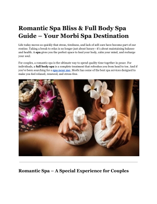 Romantic Spa Bliss & Full Body Spa Guide – Your Morbi Spa Destination