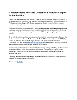Comprehensive PhD Data Collection & Analysis Support in South Africa
