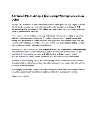 Advanced PhD Editing & Manuscript Writing Services in Dubai