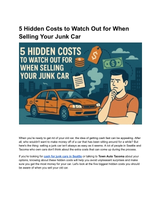 5 Hidden Costs to Watch Out for When Selling Your Junk Car