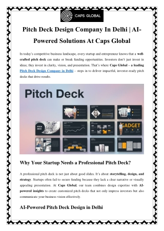 AI-Powered Pitch Deck Design Services in Delhi – Caps Global