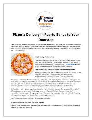 Pizzeria Delivery in Puerto Banus to Your Doorstep