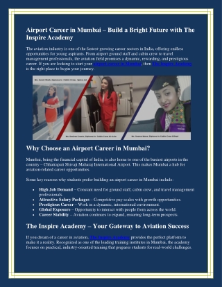 Airport Career in Mumbai – Build a Bright Future with The Inspire Academy