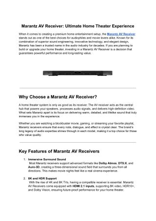 Marantz AV Receiver_ Ultimate Home Theater Experience