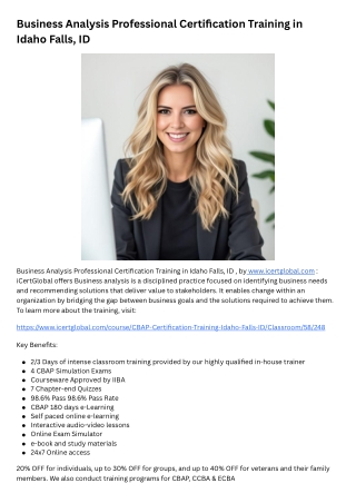 Business Analysis Professional Certification Training in Idaho Falls, ID