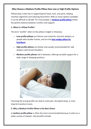 Why Choose a Medium Profile Pillow Over Low or High Profile Options