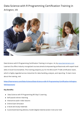 Data Science with R Programming Certification Training in Arlington, VA