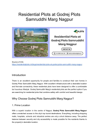 Residential Plots at Godrej Plots Samruddhi Marg Nagpur