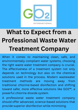 What to Expect from a Professional Waste Water Treatment Company