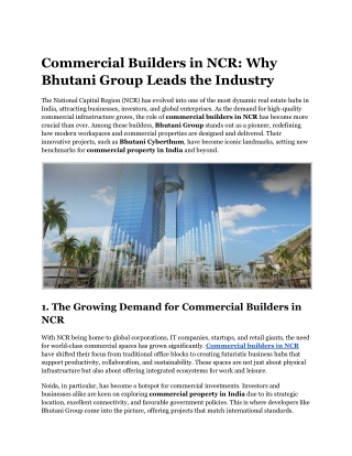 Commercial Builders in NCR_ Why Bhutani Group Leads the Industry