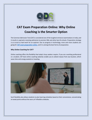 CAT Exam Preparation Online: Why Online Coaching is the Smarter Option