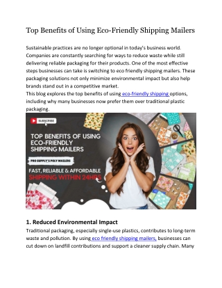 Top Benefits of Using Eco-Friendly Shipping Mailers