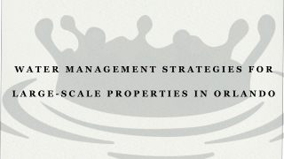 Water Management Strategies for Large-Scale Properties in Orlando