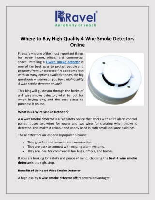 Where to Buy High-Quality 4-Wire Smoke Detectors Online