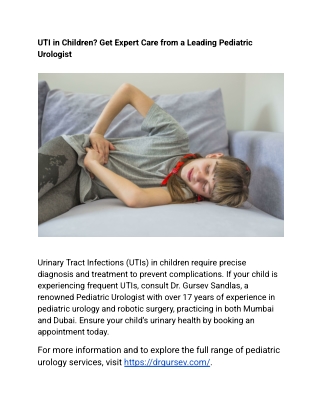 UTI in Children? Get Expert Care from a Leading Pediatric Urologist