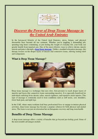 Discover the Power of Deep Tissue Massage in the United Arab Emirates