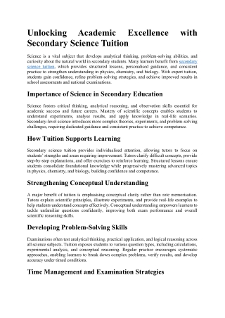 Secondary science tuition
