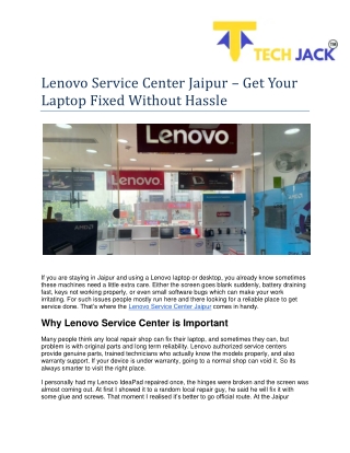 Lenovo Service Center Jaipur