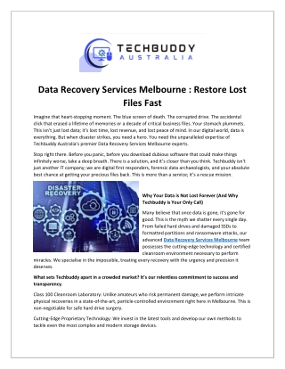 Data Recovery Services Melbourne