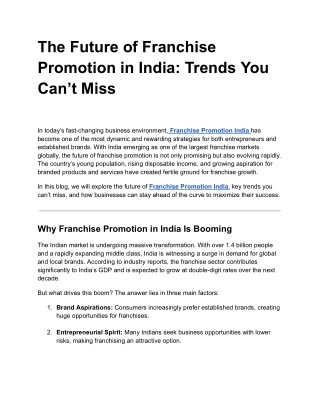 The Future of Franchise Promotion in India: Trends You Can’t Miss