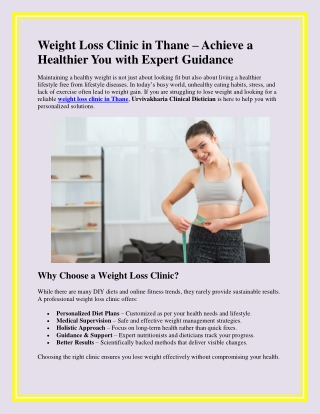 Weight Loss Clinic in Thane | Urvivakharia Clinical Dietician