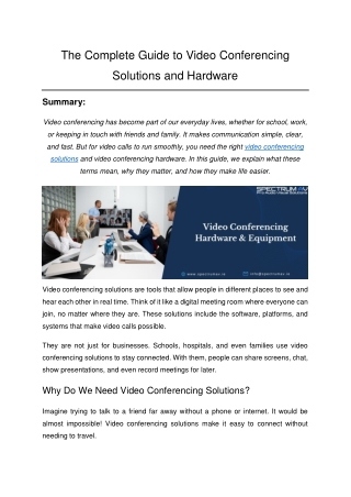The Complete Guide to Video Conferencing Solutions and Hardware