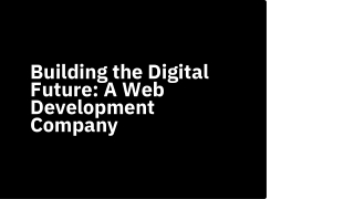 Building the Digital Future: A Web Development Company