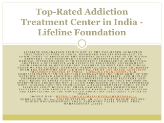 Comprehensive Addiction Recovery Programs - Lifeline Foundation India