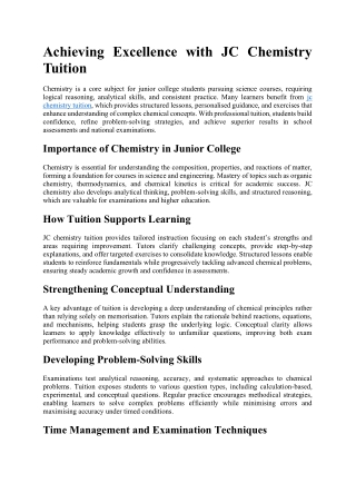JC chemistry tuition