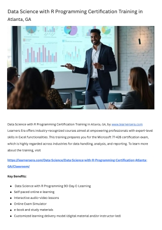 Data Science with R Programming Certification Training in Atlanta, GA
