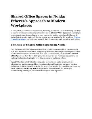 Shared Office Spaces in Noida_ Etherea’s Approach to Modern Workplaces