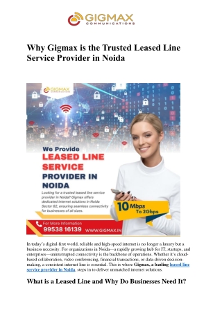 Why Gigmax is the Trusted Leased Line Service Provider in Noida