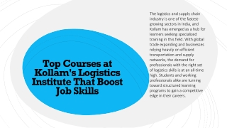 Top Courses at Kollam's Logistics Institute That Boost Job Skills
