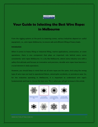 Your Guide to Selecting the Best Wire Ropes in Melbourne