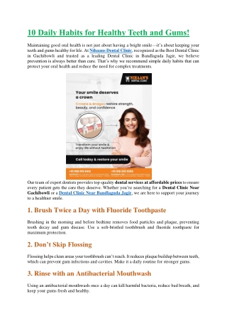 10 Daily Habits for Healthy Teeth and Gums
