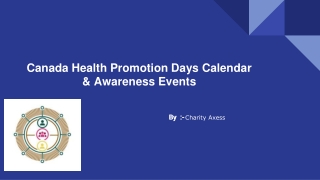Canada Health Promotion Days Calendar & Awareness Events