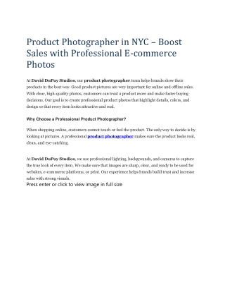 Product Photographer in NYC – Boost Sales with Professional E-commerce Photos