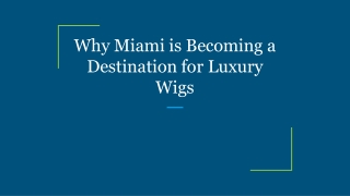 Why Miami is Becoming a Destination for Luxury Wigs