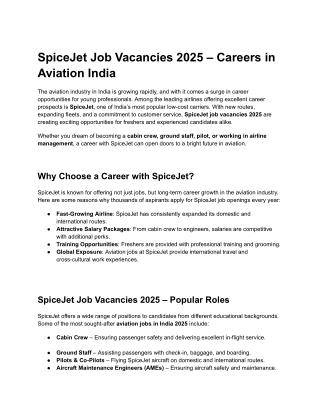 SpiceJet Job Vacancies 2025 – Careers in Aviation India