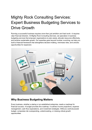 Mighty Rock Consulting Services_ Expert Business Budgeting Services to Drive Growth