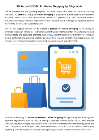 3D Secure 2 (3DS2) for Online Shopping by GPayments